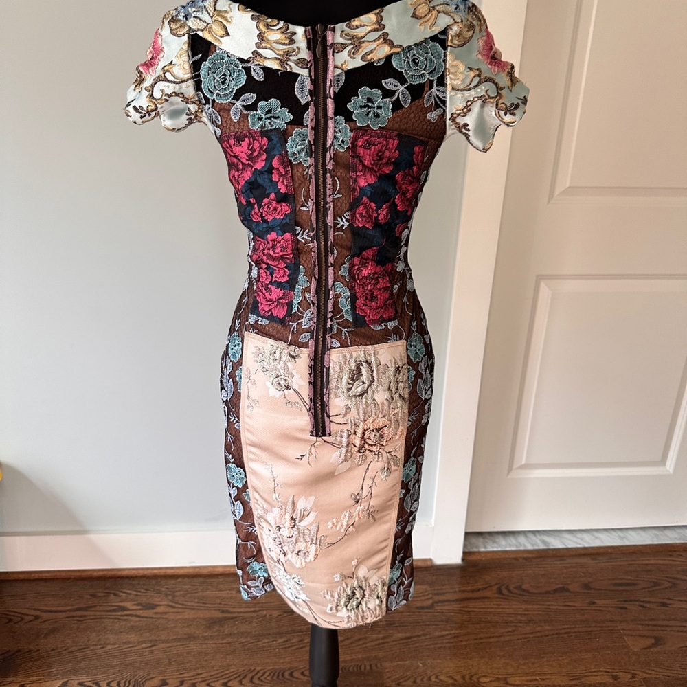 Byron Lars Multicolor Lace Midi Dress